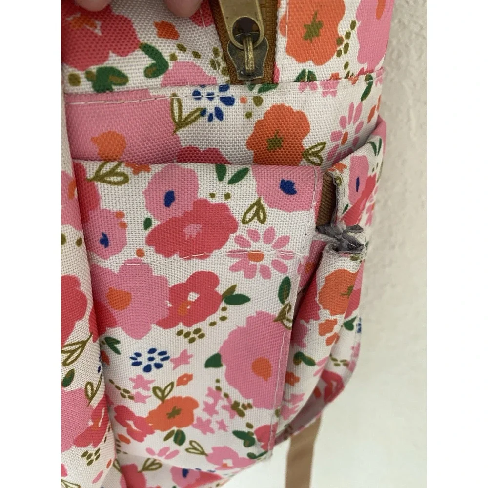 Lucky Brand Backpack White Background Pink & Orange Flowers